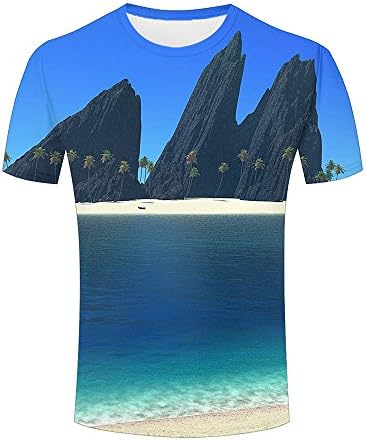 Mens Funny 3D Printed T-Shirts Sunny Beach Tree Beautiful Unisex Couple Tee S