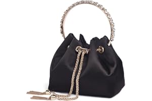 IMPERIAL STUDIOS Rhinestone Bucket Bag For Women, Clutch Purse For Ladies Rhinestone Evening Party Shoulder Bag Sparkly Crystal Bucket Bag, Purse Wedding Handbag Shoulder and Cross body Bag