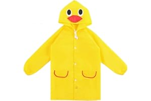 HORNICE Kids Raincoats Unisex Girls Boys Rainwear Waterproof Rain Jacket Cape with Hood and Buttons Reusable EVA Rainsuit for Outdoor Climbing Cycling Hiking Camping for 1-8 Years