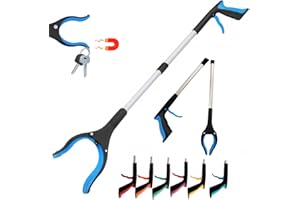 HATAF Reacher Grabber Stick with Magnetic Tip, 32inches/81cm Long Handle Litter Pickers for Adults & Elderly, Lightweight Grabbers for Disabled, Rubbish & Leaf Grabber, Disability aids (32" Blue)