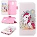 Produktbild Ostop Bunt Gemalt Brieftasche Leder Hülle für LG Stylo 4,LG Q Stylus Handyhülle,[Standfunktion Geldbörse] Niedlich Rot Pferd Drucken Schale Weiß PU Tasche Magnetverschluss Flip Klappe Abdeckung mit Kreditkarte Kartenfach Stoßfest Schutzhülle