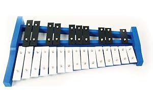 CARA & CO Professional Blue Wooden Soprano Glockenspiel Xylophone with 25 Metal Keys for Adults & Kids - Includes 2 Plastic Beaters