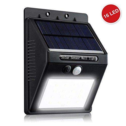 ZEEFO 16 LED Solarleuchte Garten , wetterfeste solarbetriebene LED Lampe mit Bewegungssensor Wandleuchte solarlampe Mehr Sicherheit für Innenhöfe, Balkone, Terrassen, Garagen, Einfahrt & Treppen usw. (schwarz -1 Stück)