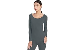 Mcilia Damski podkoszulek z ultracienkim modalnym termicznym ociepleniem, wycięciem pod szyją, z długim rękawem