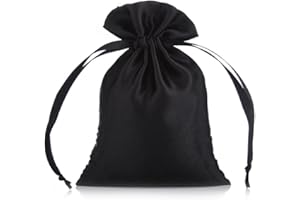 SHTGOI 10 sacchetti in raso, piccoli sacchetti in organza, per gioielli, in seta, per matrimoni, compleanni, festival, feste, colore nero