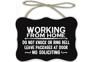 ELETINA Retro Wooden Signs/Working from Home Sign Do Not Knock or Ring Bell Leave Packages at Door No Soliciting Wood Sign for Front Door Home Based Business Sign 8x12 INCH