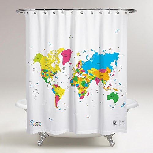 Amazing Shower Curtains - 2018 Best Quality World Map Shower Curtain 70x70