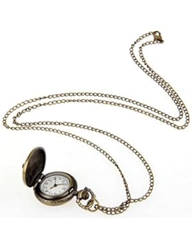 SODIAL(R)Taschenuhr Vintage Eule Anhaenger Halskette 27mm