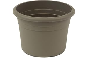 greemotion Pot de fleurs rond en plastique Ø 60cm 61L - Pot pour plantes extérieures et intérieures - Pot de jardin couleur taupe