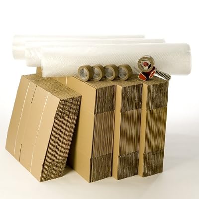 CartonsDeDemenagement.com Kit cartons déménagement T5-T6 avec 5 rouleaux d'adhésif gratuits