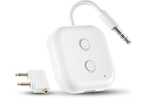 COOLFELL 2 in 1 Bluetooth 5.3 Transmitter Receiver, Airplane Bluetooth Adapter Supports 2 AirPods or Headphones, 3.5mm Aux Jacks Wireless Audio Transmitter for Planes, TV, Travel, Airline, Gym, Tablet