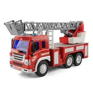 IndusBay Fire Station Fire Rescue Fire Brigade Tower Truck Toys with extendable Turntable Ladder for Kids with Lights Sounds 1:16 - Fire EngineTruck