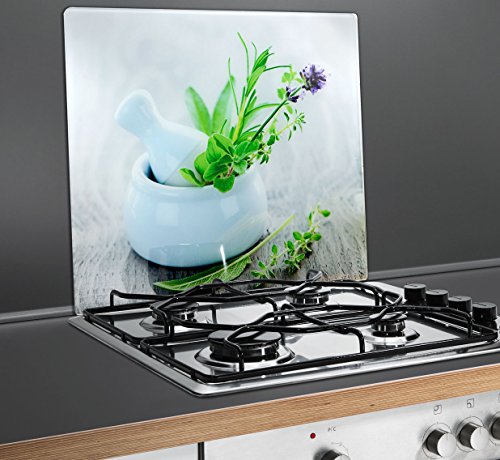 WENKO 2551911500 Motivplatte Kräutergarten – für alle Herdarten, Gehärtetes Glas, 56 x 1.8-4.5 x 50 cm, Multicolor - 3