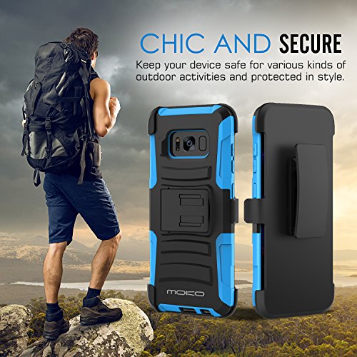 MoKo Samsung Galaxy S8 Plus Funda - Cuerpo de la Resistente Funda Giratoria con Clip de la Correa Resistente Choque de Doble Capa para Samsung Galaxy S8 Plus Smartphone  Azul