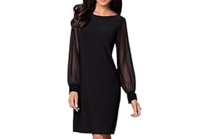 WVONIF Femmes Maille Couture Glamour Noir col en V Mini Robe à Manches Longues Maille Corps Robe Mince Robe D Hiver Grande Taille