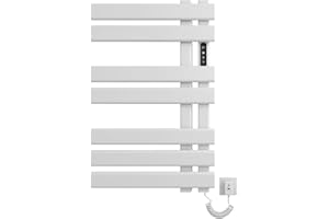 SKYLYZH Handtuchheizkörper Elektrisch, Handtuchtrockner Elektrisch Weiß, 450x720mm, Kohlefaser Heizung Handtuchtrockner, mit LED Anzeige mit Timing&Temperaturanpassung, Energie Sparen-White Right