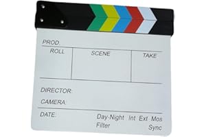 R&F srls Ciak CINEMATOGRAFICO in Legno Bianco Multicolor 27X30 CM Set Film SCENOGRAFIA