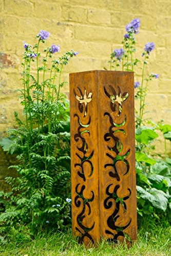 Feuersäule / Säule Metall Edelrost H: 60cm Standsäule f. Bioethanol + Brennpaste