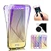 Produktbild Sycode 360 Grad Handyhülle Gradient Farbe Transparent Beidseitiger Vorne und Hinten Weich Schale Etui für Samsung Galaxy J7 2017-Lila Gelb