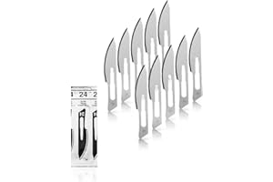 ‎MAY 10 Stück Skalpellklingen Figur 24 aus Karbonstahl für Skalpell-Halter Nr. 4 - Ersatzklingen einzeln steril verpackt