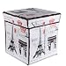 Produktbild Cadorabo Intirilife - 30 x 30 x 30 cm Sitzhocker Aufbewahrungs-Box aus Stoff und Pappe Faltbox Ordnungsbox Kiste mit Deckel und Paris Aufdruck in Eiffelturm