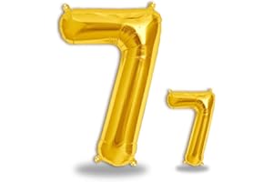 FUNXGO® Ballon doré decoration anniversaire 7 ans - Lot de 2 - Ballons Numéro 7 en or - deco anniversaire 7 ans fille ou garcon - Gonflables à l'Hélium - Happy Birthday - Chiffre 7 doré