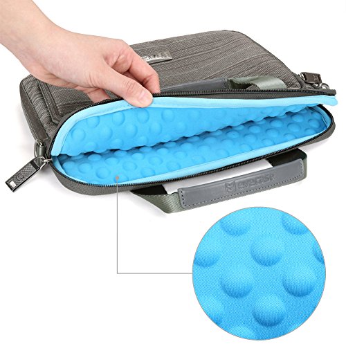Laptophülle 10,1″, Evecase Universal Neoprene Gepolsterte Notebook Briefcase Laptop Schutzhülle mit Anzug-Gewebe / Ablösbaren Träger / Handgriff / Frontfach / Zubehörfächer 10.1 Zoll – Grau M - 5