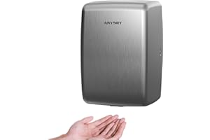 anydry 2803D Mini Comercial secador de Manos eléctrico automático, Ahorro de Espacio en el baño, Carcasa de Acero Inoxidable.1350 vatios.(Cepillado)