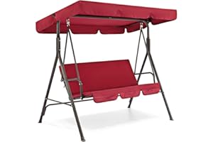 LINGKY Ersatzdach Gartenschaukel Universal PASSEND Von 114x164cm Bis 185x249cm Hollywoodschaukel 3 Sitzer UV 50 Ersatz Bezug Sonnendach (185x249x18cm,Rot)