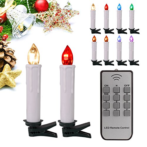 Preisvergleich Produktbild 40stk RGB Weinachten LED Kerzen Lichterkette Kerzen Weihnachtskerzen weihnachtsbaum kerzen Weihnachtsbaumbeleuchtung mit Fernbedienung Kabellos mit Timer Weihnachtsbaum Weihnachtsdeko Hochzeit