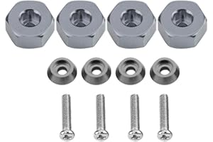 DILWE RC Car Hex Hub Adapter, 4 Pcs Aluminium Alloy 5mm To 12mm Wheel Hex Hub Adapter for WPL 1634 RC Truck RC Spare Part Accessory (Titanium Gray)