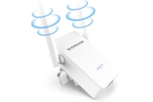 WONLINK Repetidor WiFi, 300Mbps Amplificador Señal WiFi 2.4GHz para Casa y Oficina con 2 Antenas Externas, Puerto Ethernet, WPS, Indicador LED de Señal, Modos Repetidor/Router/Ap, Enchufe-EU