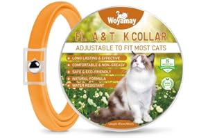 Woyamay Collare Antiparassitario per Gatti, Naturali Collare Antipulci Gatto Regolabile Resistente All'acqua, Collare Antipulci per Gatti con Protezione di 8 Mesi per Tutti i Gatti, Arancione
