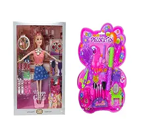 caddle & toes girl doll house + makeup set free with pack of 16 accessories,Plastic- Multi color