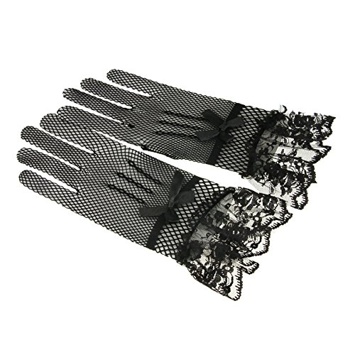 FakeFace Brauthandschuhe Fingerspitzen Handgelenk-Länge Handschuhe Brautaccessoires Spitze Fischnetz Party Abendhandschuhe für Frühling Sommer Herbst 1 Paar - 4