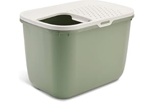 PETGARD Bandeja para gatos HOP IN con entrada desde arriba, verde claro y blanco