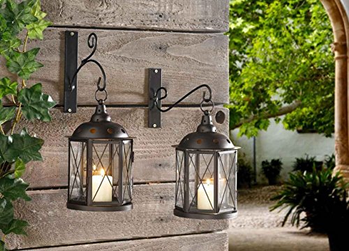 SIDCO ® 2er Set Wandhaken Wandhalter Metall Wandhänger Blumen Laterne Windlicht Halter - 2