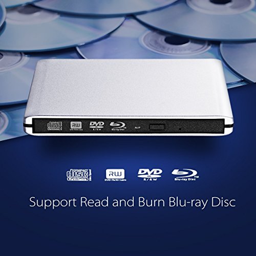 TOPELEK BLU-Ray Lector Grabadora de BD CD DVD Unidad Externa S  per-Slim Port  til con USB 3 0 con Capacidad de Correcci  n de Errores y Reducci  n de Ruido para Mac OS Windows 10 8 7 Vista SE 98 Linux