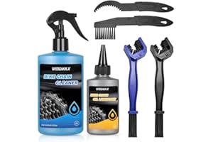 WEIDMAX Kit de Lubricante Cadena Bicicleta, 6 en 1 Kit de Limpieza de Bicicleta con Grasa Cadena Bicicleta Biodegradable 100 ml, Spray Limpiador De Bicicleta 300 ml, Grasa Cadenas MTB con Cepillos