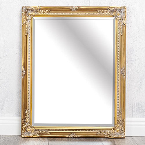 Wandspiegel Gracy 50x40 cm Spiegel antik gold barock Holzrahmen Facette