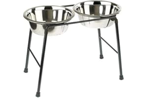 Classic Pet Products Doppel-Feeder Hochständer mit 2 x 1600 ml Edelstahlschalen, 300 mm hoch VIT-36757