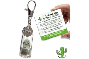 Yetti | Real Cactus Keyring - Living Plant Gift Keychain (Ghost) | Tiny Plant Gift for Cactus Lovers, Plant Keyring Keychain