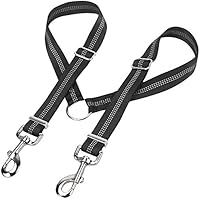 Peteast Hundeleine Koppel, verhedderfreies Doppel Hund Leine Koppler mit reflektierende Nähte, einstellbare 16-24 Inches Hund Leine Koppleine zum Wandern und Ausbildung 2 Hunde