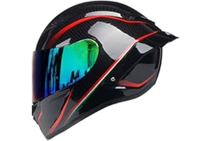 Woljay Full Face Motorcycle Helmet Unisex-Adult Off Road Moto Street Bike ATV Helmets Glass Red Line DOT Approved