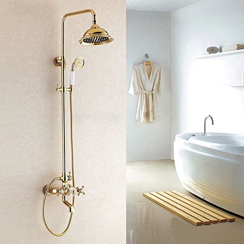 Duschkopf,S R SUNRISE retro Handbrause mit wasserfall anti-kalk Düsen golden Duschkopf messing titan SRSH05J - 6