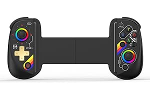 Fiorky D8 Controlador de Juego inalámbrico telescópico Joystick con Turbo/giroscopio de 6 Ejes/vibración Joystick inalámbrico para Gamepad Compatible con Luz RGB para Andrid iOS PS3 PS4