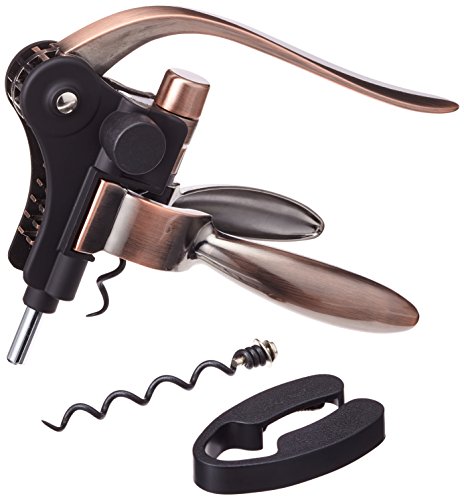 TEAMEN Metall Weinöffner Korkenzieher Geschenkset mit Folienschneider und einer Extraspirale,Professionell und Einfach Alles in einem (Set A)