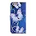 iPhone 5S Case,iPhone 5 Cover,Flip Case for iPhone 5/5S ,Ukayfe iPhone 5/5S Elegant Blue Butterfly Pattern PU Leather Flip Wallet [Stand Feature] Flip Folio Protective Skin Case for iPhone 5/5S with 1 x Black Stylus