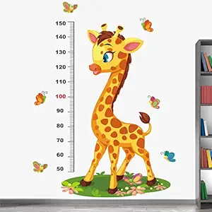 WALLSTICKS  Giraffe - Height - Measurement ? Chart - Butterfly - Kids - Baby - Kids - Learning - Education - Play - School - Nursery - Wall Sticker  - WS019 (PVC Vinyl - 130 cm X 100 cm)