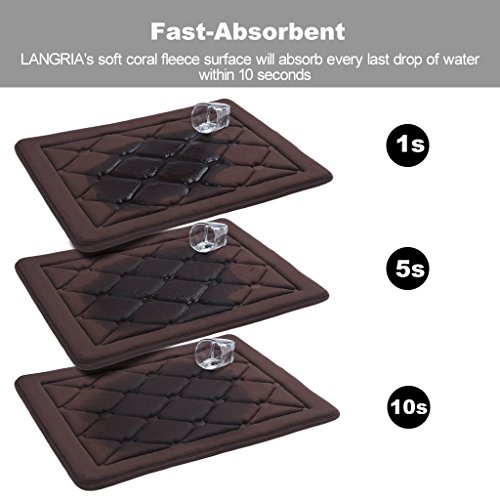 LANGRIA Badematte 17“x24 “ Schnell Trockend und Lüftend Badvorleger Memory Foam Weiche Bequeme Wasser Absorbent Duschvorleger, Moderne korallenrote-Vlies Oberfläche, Rutschfeste Teppich für Schlafzimmer, Küche, Flur, Tür (Braun) - 4